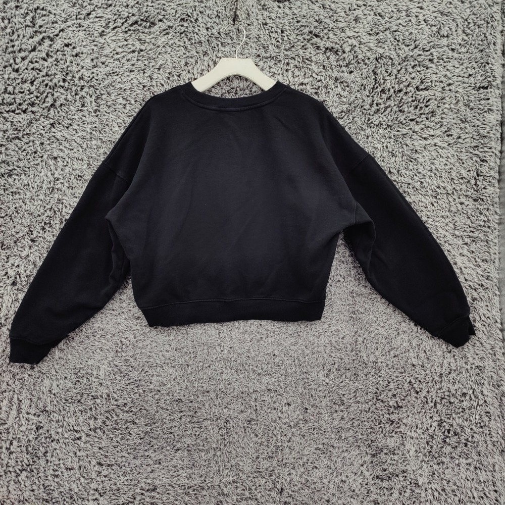 Z Supply Womens Parisian Chic Je T'aime Sweatshirt M Black Cotton Graphic Crop - Picture 4 of 16